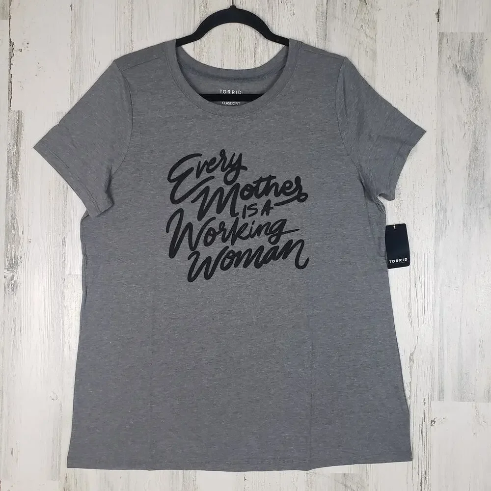 NWT Torrid Everyday Signature Jersey Knit Grey Mother T-Shirt Women's Size 2/2X